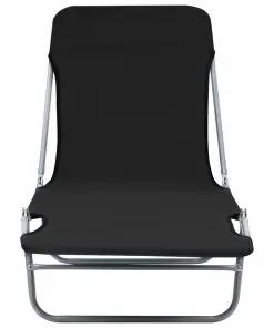 vidaXL Folding Sun Loungers 2 pcs Steel and Fabric Black