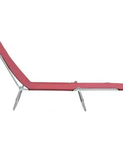 vidaXL Folding Sun Loungers 2 pcs Steel and Fabric Red