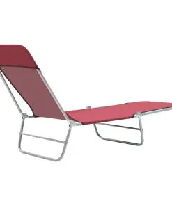 vidaXL Folding Sun Loungers 2 pcs Steel and Fabric Red