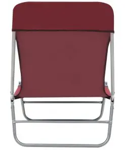 vidaXL Folding Sun Loungers 2 pcs Steel and Fabric Red