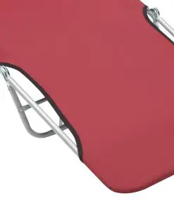 vidaXL Folding Sun Loungers 2 pcs Steel and Fabric Red