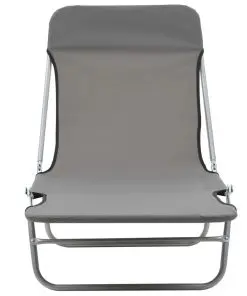 vidaXL Folding Sun Loungers 2 pcs Steel and Fabric Grey