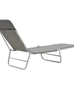 vidaXL Folding Sun Loungers 2 pcs Steel and Fabric Grey