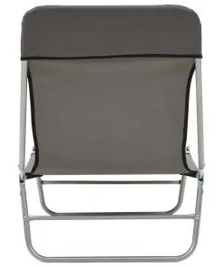 vidaXL Folding Sun Loungers 2 pcs Steel and Fabric Grey