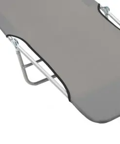 vidaXL Folding Sun Loungers 2 pcs Steel and Fabric Grey