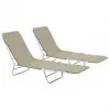 vidaXL Folding Sun Loungers 2 pcs Steel and Fabric Taupe vidaXL Folding Sun Loungers 2 pcs Steel and Fabric Taupe