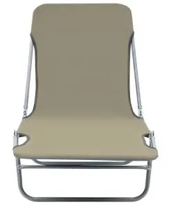 vidaXL Folding Sun Loungers 2 pcs Steel and Fabric Taupe