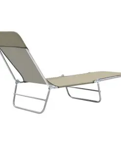 vidaXL Folding Sun Loungers 2 pcs Steel and Fabric Taupe
