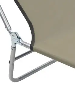 vidaXL Folding Sun Loungers 2 pcs Steel and Fabric Taupe