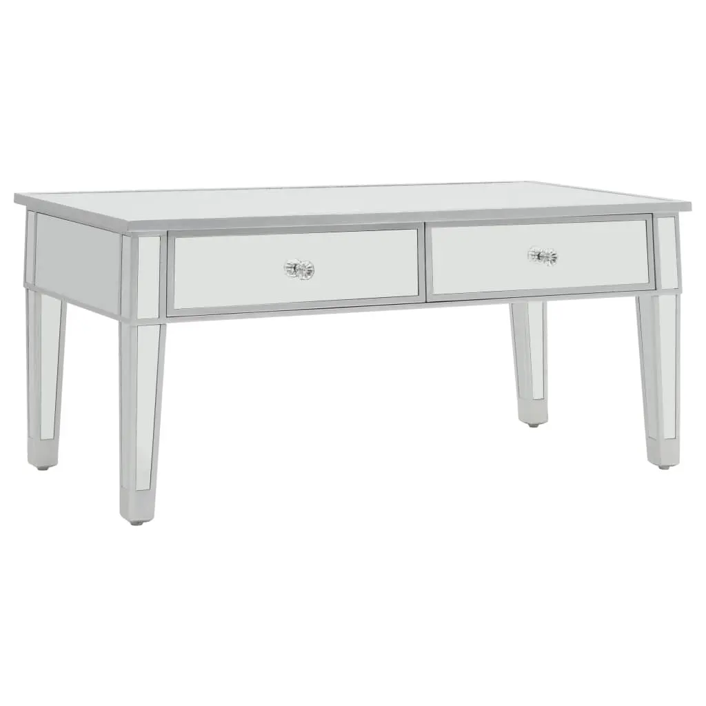 vidaXL Mirrored Coffee Table MDF and Glass 100x50x45 cm