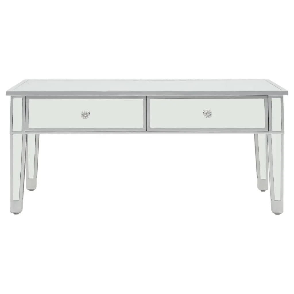 vidaXL Mirrored Coffee Table MDF and Glass 100x50x45 cm