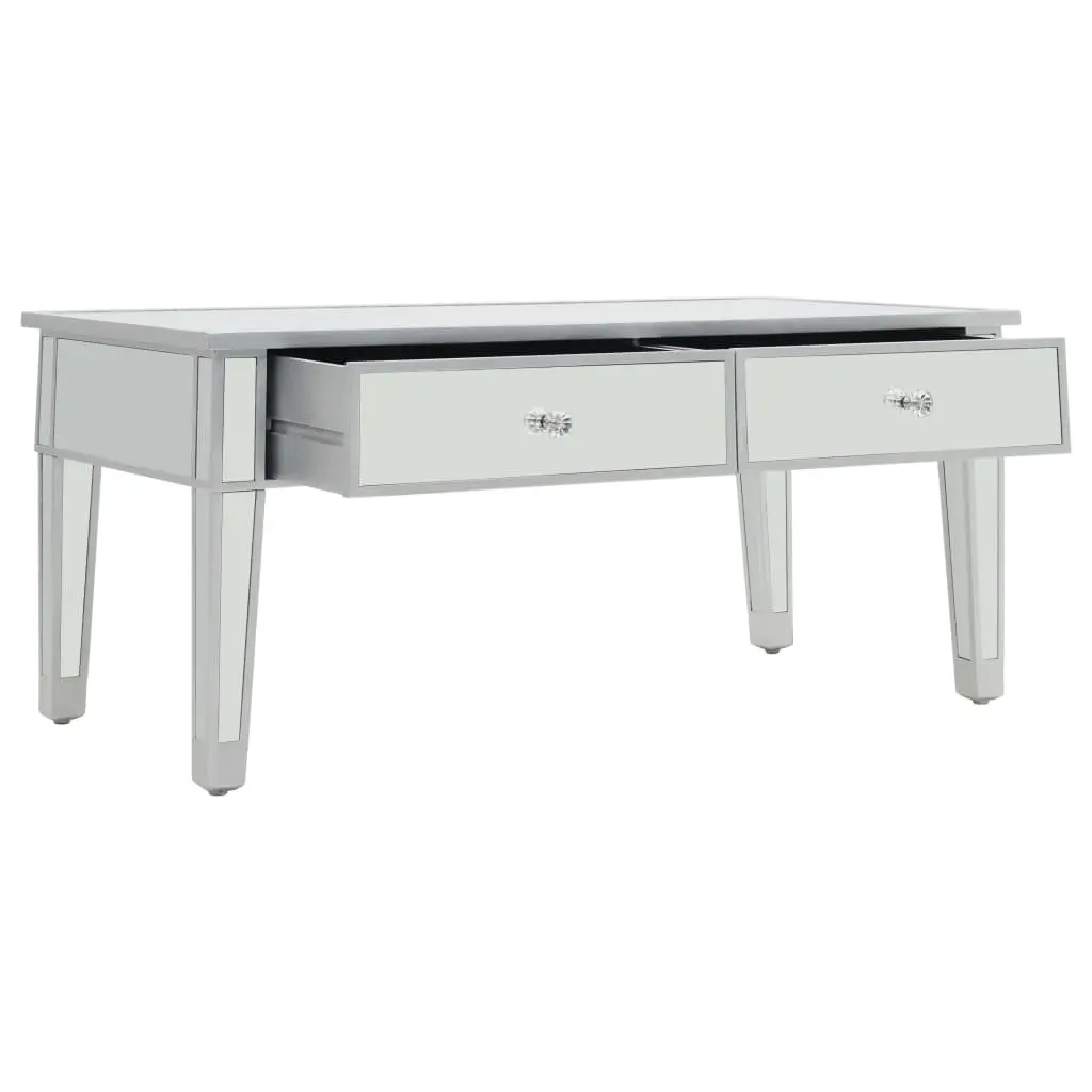 vidaXL Mirrored Coffee Table MDF and Glass 100x50x45 cm