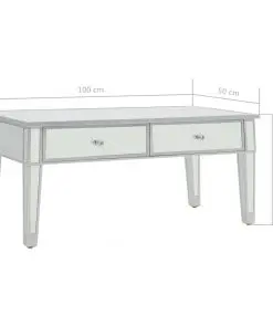 vidaXL Mirrored Coffee Table MDF and Glass 100x50x45 cm