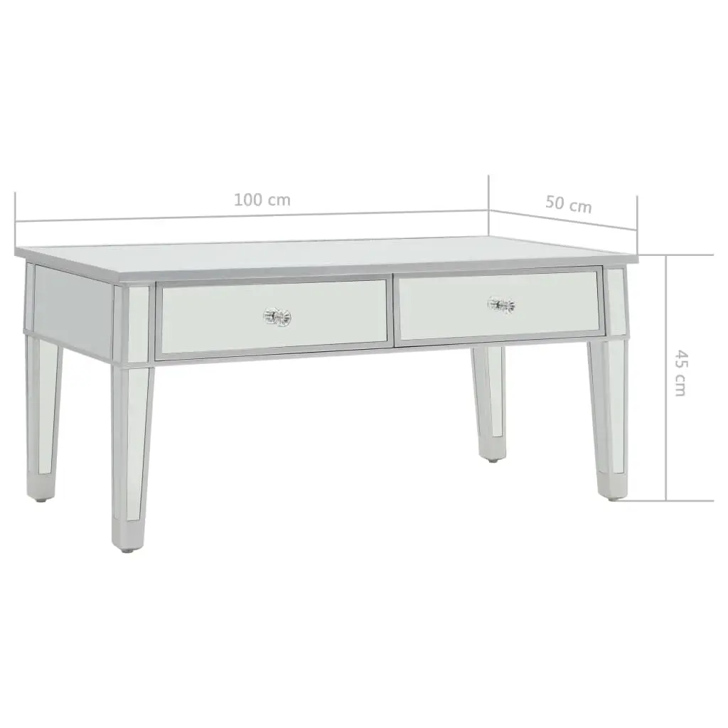 vidaXL Mirrored Coffee Table MDF and Glass 100x50x45 cm