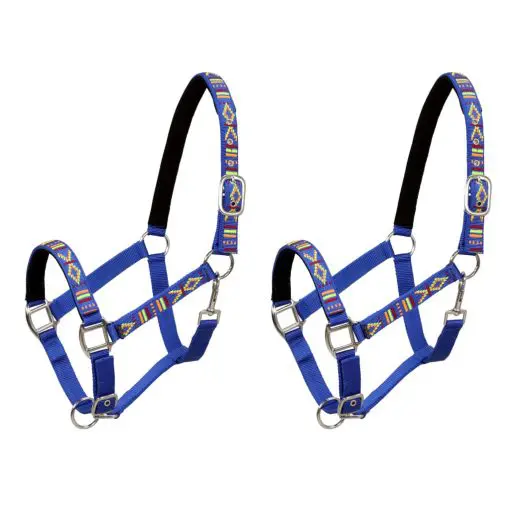 vidaXL Head Collars 2 pcs for Horse Nylon Size Cob Blue