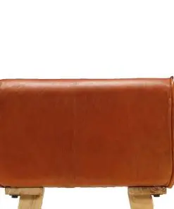 vidaXL Bar Chairs 2 pcs Real Leather and Solid Mango Wood