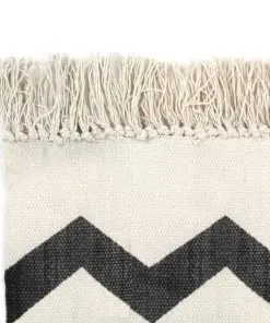 vidaXL Kilim Rug Cotton 120×180 cm with Pattern Black/White