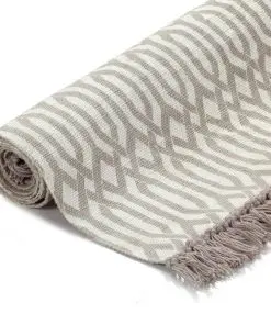 vidaXL Kilim Rug Cotton 120×180 cm with Pattern Taupe