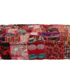 vidaXL Patchwork Pouffe Square Cotton Handmade 50x50x12 cm Red