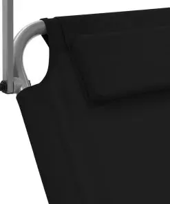 vidaXL Folding Sun Lounger with Canopy and Wheels Steel Black