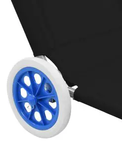 vidaXL Folding Sun Lounger with Canopy and Wheels Steel Black