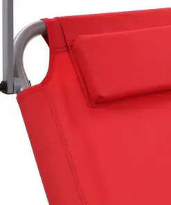 vidaXL Folding Sun Lounger with Canopy and Wheels Steel Red