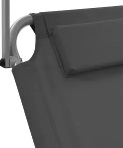 vidaXL Folding Sun Lounger with Canopy and Wheels Steel Grey