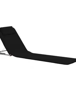 vidaXL Folding Beach Mats 2 pcs Steel and Fabric Black