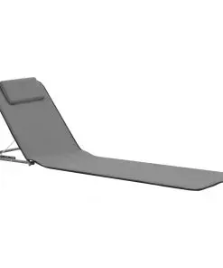 vidaXL Folding Beach Mats 2 pcs Steel and Fabric Grey