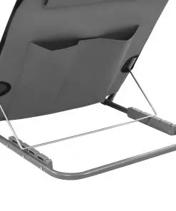 vidaXL Folding Beach Mats 2 pcs Steel and Fabric Grey