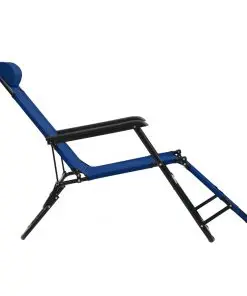 vidaXL Folding Sun Loungers 2 pcs with Footrests Steel Blue