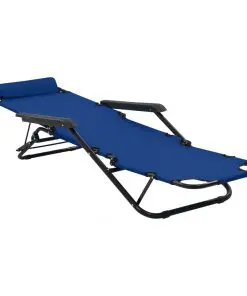 vidaXL Folding Sun Loungers 2 pcs with Footrests Steel Blue