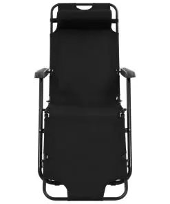 vidaXL Folding Sun Loungers 2 pcs with Footrests Steel Black