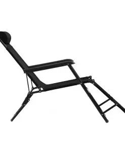 vidaXL Folding Sun Loungers 2 pcs with Footrests Steel Black