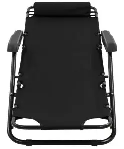 vidaXL Folding Sun Loungers 2 pcs with Footrests Steel Black