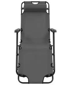 vidaXL Folding Sun Loungers 2 pcs with Footrests Steel Grey