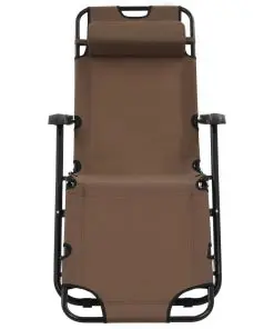 vidaXL Folding Sun Loungers 2 pcs with Footrests Steel Brown