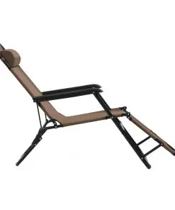 vidaXL Folding Sun Loungers 2 pcs with Footrests Steel Brown