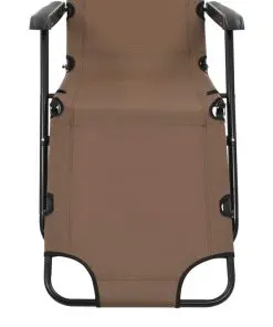 vidaXL Folding Sun Loungers 2 pcs with Footrests Steel Brown