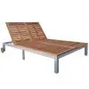 vidaXL Double Sun Lounger Solid Acacia Wood vidaXL Double Sun Lounger Solid Acacia Wood