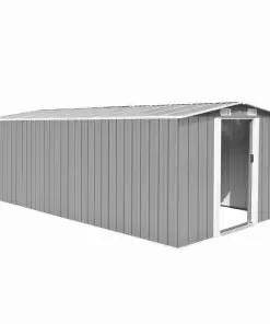 vidaXL Garden Shed 257x497x178 cm Metal Grey