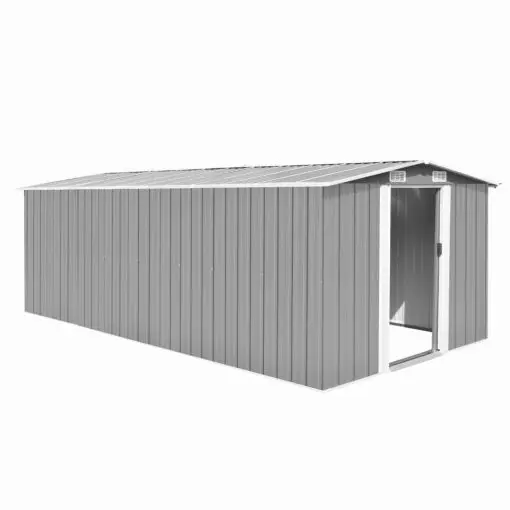 vidaXL Garden Shed 257x497x178 cm Metal Grey