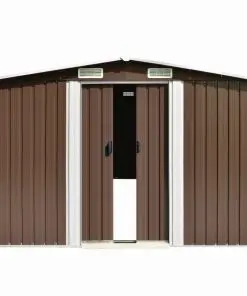 vidaXL Garden Shed 257x497x178 cm Metal Brown