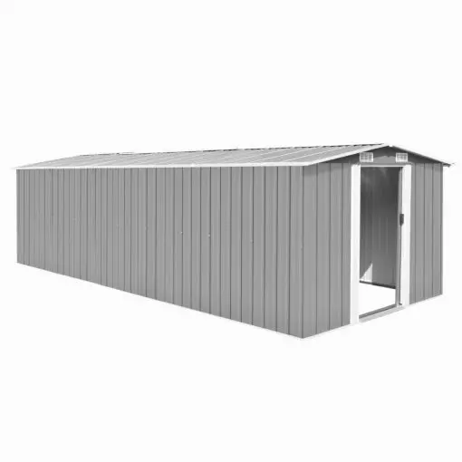 vidaXL Garden Shed 257x597x178 cm Metal Grey