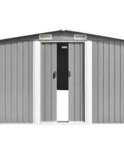 vidaXL Garden Shed 257x597x178 cm Metal Grey
