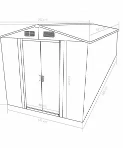 vidaXL Garden Shed 257x597x178 cm Metal Grey