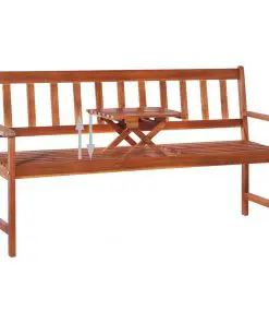 vidaXL 3-Seater Garden Bench with Table 158 cm Solid Acacia Wood Brown