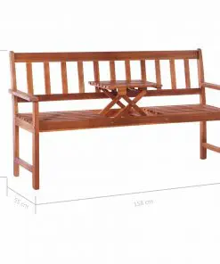 vidaXL 3-Seater Garden Bench with Table 158 cm Solid Acacia Wood Brown
