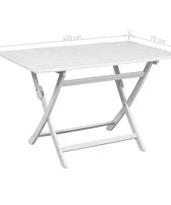 vidaXL Garden Table White 120x70x75 cm Solid Acacia Wood