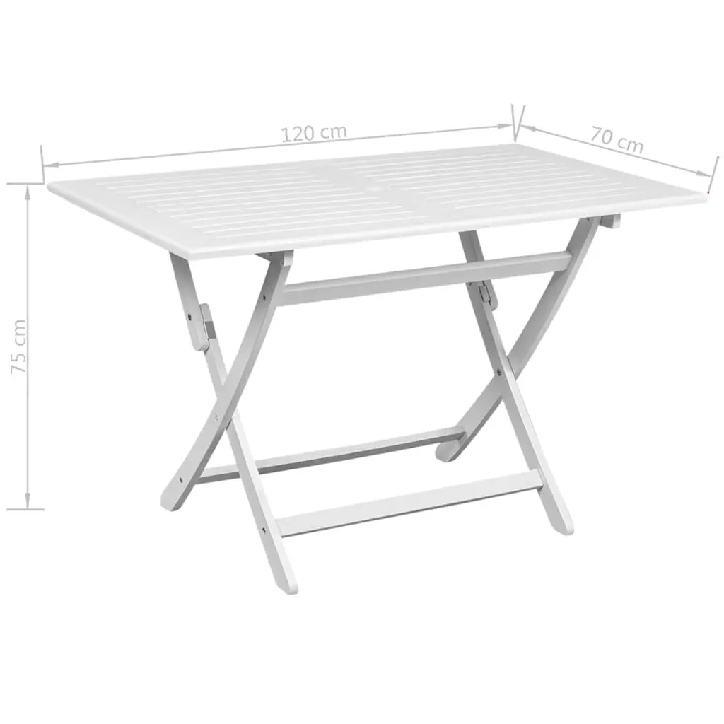 vidaXL Garden Table White 120x70x75 cm Solid Acacia Wood